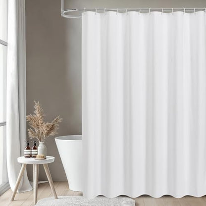 Extra Long Fabric Shower Curtain with Waterproof Layer,72x84,White | 2-in-1 Design,Linen Textured,100% Waterproof TPU-Laminated Backing,Magnetic Weighted,Machine Washable,For Bathroom,Hotel - color: White, size: 72"W x 84"L (Pack of 1)