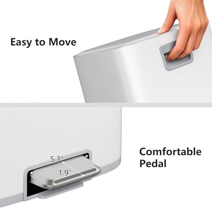 mVm 10.6 Gal Kitchen Trash Can, Step Trash Can with Lid, Smooth Edge Garbage Bin for Home Office (White) - color: White, size: 10.6Gal