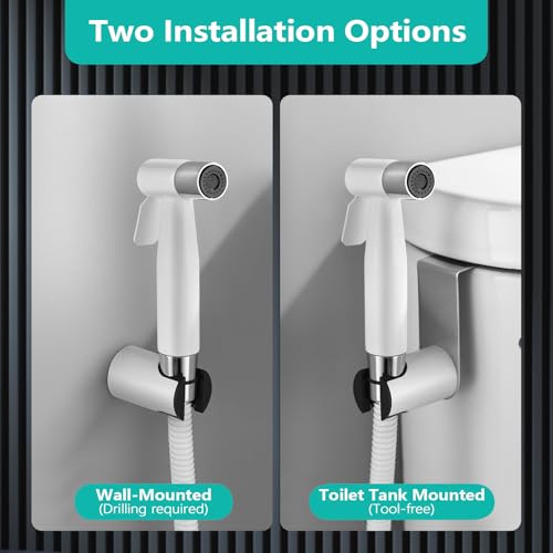 BARROCK Handheld Bidet Sprayer for Toilet, Stainless Steel Metal Made Baby Cloth Diaper Spraying Kit, Bathroom Toilet Bidet Attachment Set for Bathing Pets and Feminine Hygiene, Chrome and White - color: Matte White