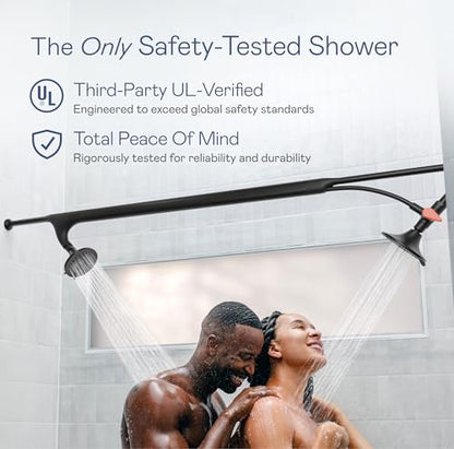 BOONA Tandem Shower as seen on Shark Tank | Dual Shower Head for Couples | Midnight Black, One Showerhead - color: Midnight Black, size: One Showerhead