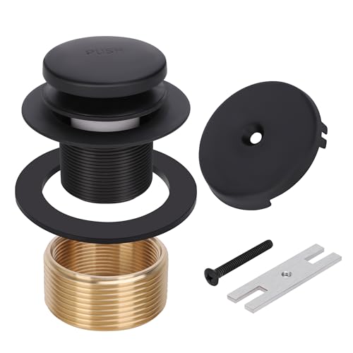 PRIMSOPH Tip-Toe Tub Drain Trim Kit with One Hole Overflow Faceplate Conversion Kit Assembly Universal Fine Coarse Thread Replacement Matte Black - color: Matte Black, style: One Hole