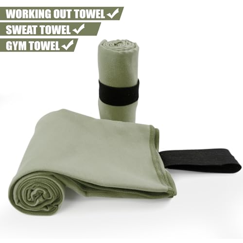 Camping Towel S Size Lightweight Microfiber Fast Drying for Travel Face Hand Neck Body Sweat Towels(Army Green, 2 Pack S) - color: Army Green, size: 2 Pack S