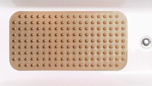 Large Non-Slip Bathtub & Shower Mat 31 inch x16 inch (Smooth/Non-Textured Tubs Only) Safe, Clean, Machine-Washable, Superior Grip&Drainage, Vinyl, Transparent Brown, Medium - color: Transparent Brown, size: Large (31"x16")
