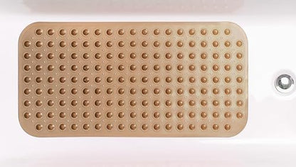 Large Non-Slip Bathtub & Shower Mat 31 inch x16 inch (Smooth/Non-Textured Tubs Only) Safe, Clean, Machine-Washable, Superior Grip&Drainage, Vinyl, Transparent Brown, Medium - color: Transparent Brown, size: Large (31"x16")