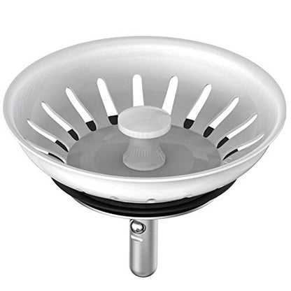 KANARY Stainless Steel Sink Strainer with Rubber Stopper (Single, White) - color: White, size: Twin