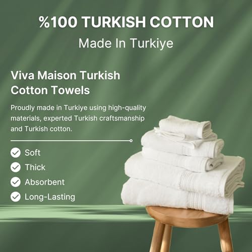 100% Turkish Cotton Towel Set of 6 - Soft, Plush & Super Absorbent - Premium Set with 2 Bath Towels, 2 Hand Towels, and 2 Washcloths - Made in Turkey (White, 6-Piece Towel Set) - color: White