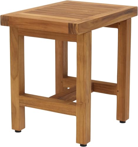 Patented 18" Spa Lotus Teak Shower Bench - A. Bench | Durable, Water-Resistant Teak, Shower Chair & Shaving Foot Rest, Indoor/Outdoor Use - size: A. Bench