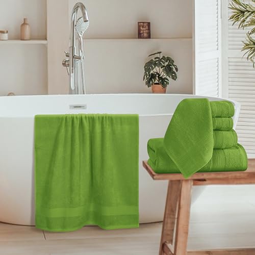 8 Piece Towel Set 100% Ring Spun Cotton, 2 Bath Towels 27x54, 2 Hand Towels 16x28 and 4 Washcloths 13x13 - Ultra Soft Highly Absorbent Machine Washable Hotel Spa Quality - Green - color: Green, size: 8 Piece Towel Set
