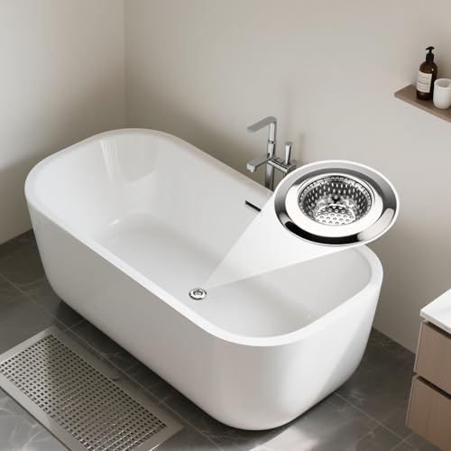 Bathtub Drain Strainer SANLESS Premium Stainless Steel Bathroom Sink Drain Strainer Filter Basket Hair Stopper for Wash Basin Bathtub Sink, 2.79 Inch (2PCS)