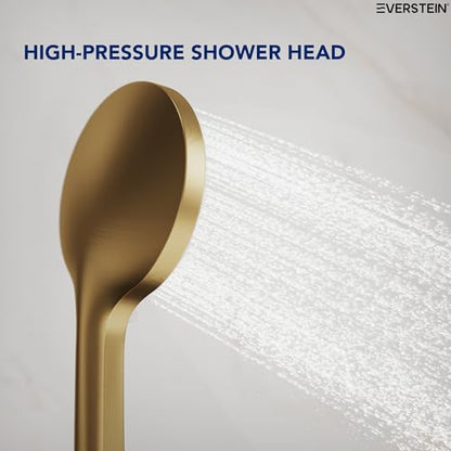 EVESTEIN Adjustable Hand Held Shower with Slide Bar, 3-Function Round Handshower Head with Hose, Brushed Gold - color: Brushed Gold