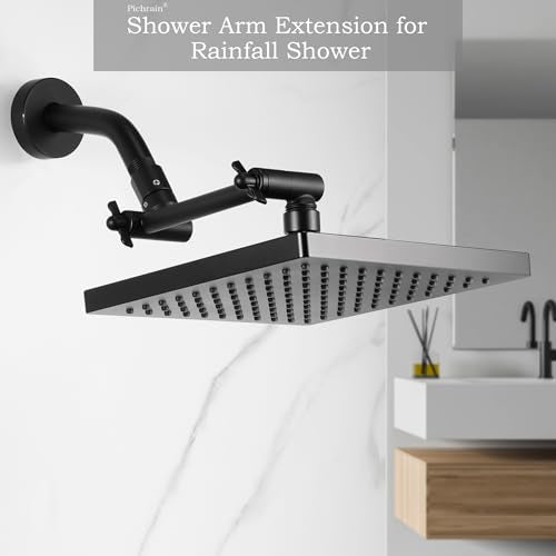 6 Inch Adjustable Shower Head Extension Arm, All-Metal Shower Arm Extender with Locking Set Screw for Rainfall, Fixed, Handheld Showerheads, G1/2 Universal Thread, Easy Installation, Matte Black - color: MTB, style: 6 Inch