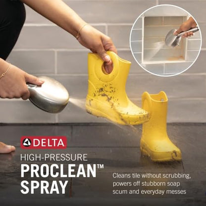 Delta 5-Setting HydroRain 2-in-1 Dual Shower Head with ProClean Spray, Brushed Nickel High Pressure Shower Head with Handheld Spray, 1.75 GPM Flow Rate, Satin Nickel 75419SN - color: Spotshield Brushed Nickel