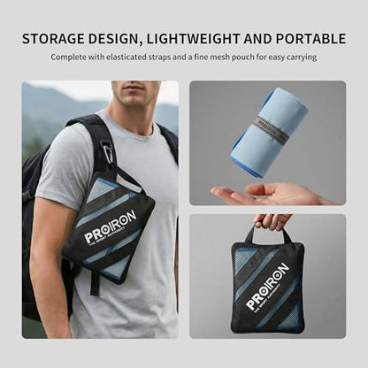 PROIRON Microfiber Towel,Quick Dry & Super Absorbent Towel,Travel & Gym & Camping Towel Lightweight for Swimming,Beach,Gym-32 x16“ - color: Blue