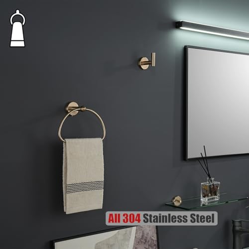 JQK Towel Ring Champagne Bronze, Stainless Steel Half Ring Towel Holder for Bathroom, 7 Inch Wall Mount, TR160-CB - color: Champagne Bronze
