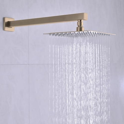 TRUSTMI 16" Shower Arm Champagne Bronze, Wall Mount Rainfall Extension | Square Arm with Flange, Stainless Steel Rainfall Shower Head Extension, NPT 1/2" Wall Mount, Universal Fittings, 90° - color: Champagne Brozne