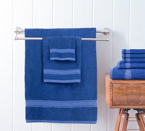 Bath Towel Set 8 PCS (8, Navy) - color: Navy