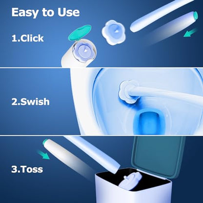 Disposable Toilet Brush: Toilet Bowl Brush and Holder Set with 40 Wand Refills, Upgraded Handle, 2X Cleaners, Toilet Cleaning System with Storage Caddy for Sink, Bathtub, Floor, Drain (Green) - style: Green