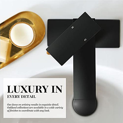 Matte Black Single Hole Bathroom Faucet, BF307-B | Modern Single Handle Bathroom Sink Faucet Vanity Faucet with Drain Assembly, Deck Plate Included - color: Black