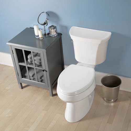 BEMIS 600E4 000 Ashland Toilet Seat with Slow Close, Never Loosens and Provide the Perfect Fit, ROUND, Enameled Wood, White - size: Round
