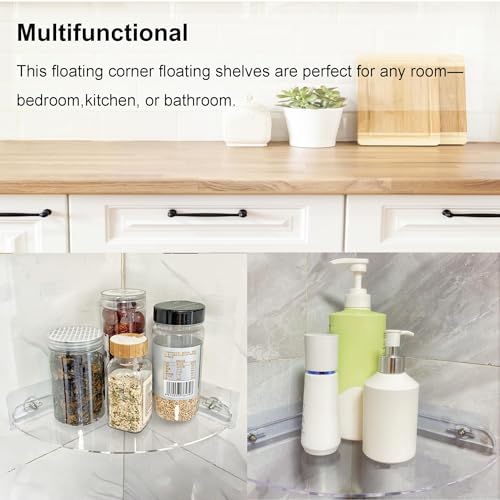 Acrylic Corner Shelves, Adhesive Shelf, Shower Caddy Organizer for Home Decor,Clear Shower Shelf,No Drilling Wall Mounted Bathroom Shelves