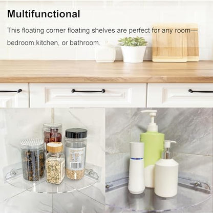 Acrylic Corner Shelves, Adhesive Shelf, Shower Caddy Organizer for Home Decor,Clear Shower Shelf,No Drilling Wall Mounted Bathroom Shelves