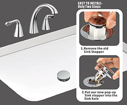 Universal Bathroom Sink Drain Stopper, Fits Most Pop-Up Drains for Vessel Sink Lavatory Vanity, Sink Drain Strainer with Detachable Hair Catcher, Tested by Plumber in US (Chrome Plated) - color: Chrome Plated
