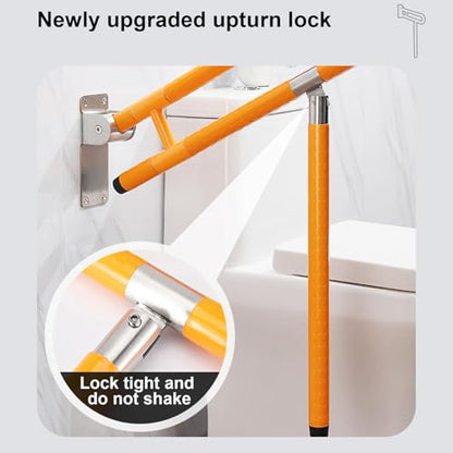 Toilet Grab Bar 24 Inch, Foldable Toilet Grab, Foldable Toilet Grab Bar with Particle Texture, Stainless Steel Knurled Handicap Safety Handrails for Disabled Elderly Pregnant Yellow - color: Yellow
