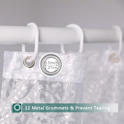 Shower Curtain Liner, 100% Waterproof Eva Shower Curtains with 3 Duty Heavy Bottom Magnets and 12 Rust Proof Grommets, 72x72 Weighted Shower Liner for Shower Stall, Bathtubs - color: Crushed Stone Texture