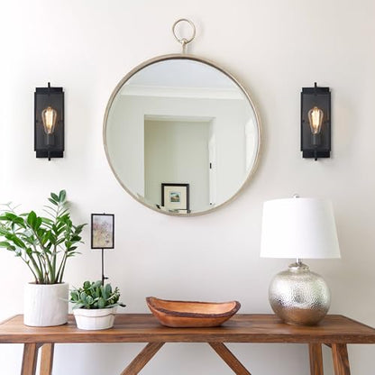 1-Light Bathroom Light Fixture, Matte Black Vanity Lights Wall Sconce with Clear Glass Shade, Indoor Wall Lamp with E26 Base for Mirror Living Room Bedroom Hallway - color: Black