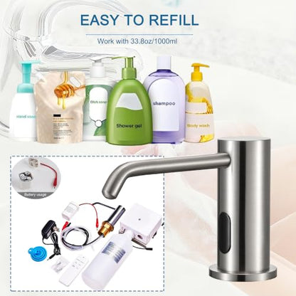 Automatic Soap Dispenser Touchless Liquid Built in Electric Soap Dispenser | Built In Sink Electric Liquid Dispenser Comes With Bottle and Pump Suitable For Household And Commercial Daily Use - color: Liquid-brushed Nickel