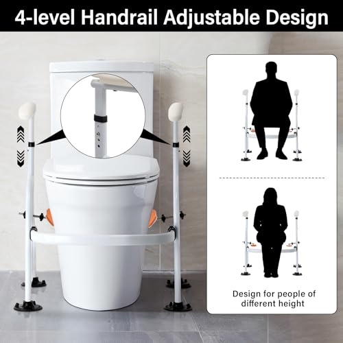 Neoaider Toilet Safety Rails with Adjustable Handrails, 300 Lbs Weight Capacity Toilet Rails, Toilet Safety Frames & Rails for the Elderly, Pregnant Women, Patients