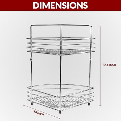 2-Tier Floor Standing Shower Caddy - Stainless Steel Bathroom Organizer Includes Screws and Anchors - Large Freestanding or Wall-Mounted Caddy - Silver - style: TRIANGLE 2-LAYER