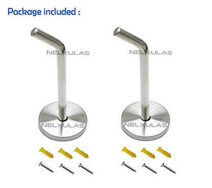 Brushed Stainless Steel Single Heavy Duty Long Coat Hook Robe Hanger Wall Mount Hook, Fit for Kitchen,Bedroom,Living Room, Bathroom,Closets and Garage Storage (4-2/3", 2 PCS) - size: 4-2/3" , 2 PCS