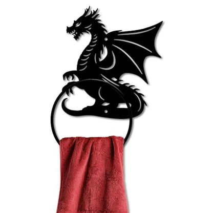 MAYJOYDIY Dragon Pattern Towel Ring Metal Hand Towel Holder Flying Dragon Side Towel Ring Wall Mounted Animal Hand Towel Holder Metal Round Towel Rack for Bathroom Home Hanging Accessories - color: Dragon Pattern