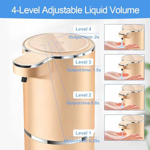 Automatic Liquid Soap Dispenser Bathroom Kitchen Dish Liquid Body Shampoo Shower Gel Hand Free Liquid Wall Mount Touchless Soap Dispenser 380ml Auto Liquid Dispenser Sylfu - color: Golden-liquid