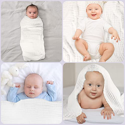 Baby Bath Towels, Super Soft Cotton Receiving Blanket for Baby's Delicate Skin,2Pack Swaddle Blanket for Newborns Toddlers Boy Girl,Baby Registry as Shower (White+Green) - color: White+green