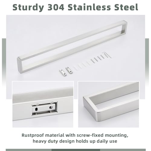 22.8" Towel Bar for Bathroom Shower, Brushed Nickel, Wall Mounted | 304 Stainless Steel, Rust-resistant Towel Holder for vanity, kitchen, Square Design with Hidden Screws, Heavy-duty Hang - color: Brushed Nickel