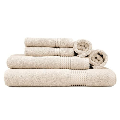 Lara Premium Towel Set 6 Piece - Soft & Highly Absorbent Bathroom Towel Set, 100% Luxury Turkish Cotton, Flannel Bath Towels, 1 Bath Towel, 1 Hand Towel, 4 Washcloths - White - color: White, size: 1 Bath Towel, 1 Hand Towel, 4 Wash Cloths
