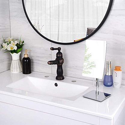 Table Standing Rectangular Vanity Makeup Mirror with 3X Magnification, Made of 304 Stainless Steel, for Hotel Bathroom Polished Chrome - color: Chrome