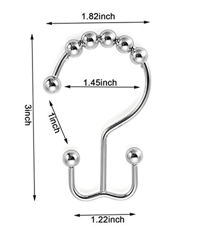 Double Side Roller Shower Curtain Hooks Rings, 12PCS | 100% Stainless Steel,Curtain Hooks Rings for Bathroom Shower Rods Curtains and Liners, Easy Glide Rollers, Polished Chrome - color: Polished Chrome