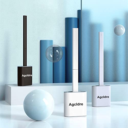 Toilet Brush with Holder Silicone Toilet Brush and Cleaning Brush for Household Bathroom Toliet Brush Set (Black,Gray) - color: Black,gray