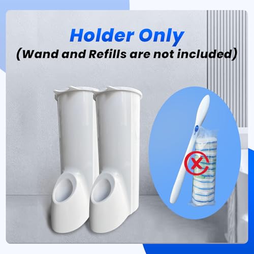 2 Packs Toilet Caddy Wand Holder (Holder Only, No Wand), Disposable Brush Kit, Stand Toilet Cleaning Starter Kit, Wall Mounted Storage Caddy. - color: Pearl White