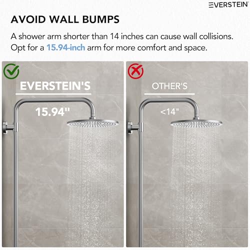 10 Inch High Pressure Rainfall Shower System with Slide Bar, Wall Mount Bathroom Round Shower Faucet Set with Valve, Brushed Nickel - color: Brushed Nickel