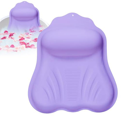 Luxury Silicone Bath Pillow for Tub, New Cloud-Soft 4D Air-Cushion Bathtub Pillow for Head and Neck & Back Support, Strong Suction Cups, Waterproof Quick-Dry Bathtub Headrest (Purple) - color: Purple