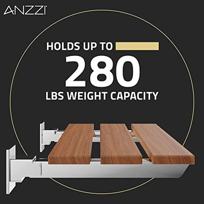 ANZZI Wall Mount Spa Bohemian 18.7 in X 12.4 in Rhino Alloy Certified | Crafted Using Natural Tea Wood, Supports Up To 280 Lbs, Natural Teak Wood, Weight Capacity, Dimensions 18 - size: 18.7'' Inches