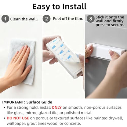 Adhesive Toothpaste Holder Wall Mounted for Bathroom c/w 1 Tube Squeezer | JM.JEEMI Cosmetics & Creams & Lotions in Tubes Clip Gripper, Tooth Paste Organizers for Bathroom - White, Large - size: Large_RT
