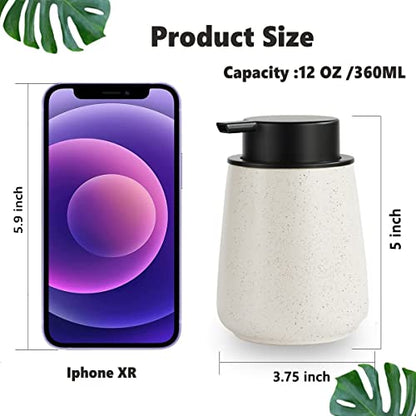 12Oz Hand Soap Dispenser - 2 Pack Ceramic Foam Soap Dispenser Set | Foaming Dispenser with Easy-to-Press Pump, Reusable and Refillable Dish Soap Dispenser for Bathroom & Kitchen, Speckled Beige - color: Beige Foaming Dispenser