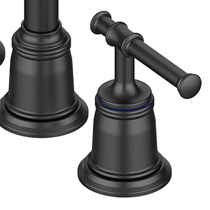 Classical Bathroom Faucets for Sink 3 Holes, 8 inch Bathroom Faucet, Widespread Matte Black Bathroom Faucet with Pop Up Drain and cUPC Lead-Free Hose (Matte Black) - color: Matte Black, size: 8 Inch