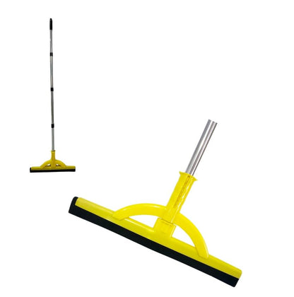 2-in-1 Heavy Duty Floor Squeegee and Water Broom with Telescopic Handle, EVA Foam Blade for Tile, Concrete, Marble, Garage, Patio and Shower Cleaning