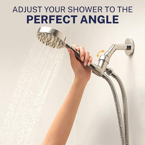 HammerHead Showers Solid Metal Handheld Showerhead Holder, Adjustable Wand Holder with Universal Wall Hook Bracket and Brass Pivot Ball, Brushed Gold - color: Brushed Gold